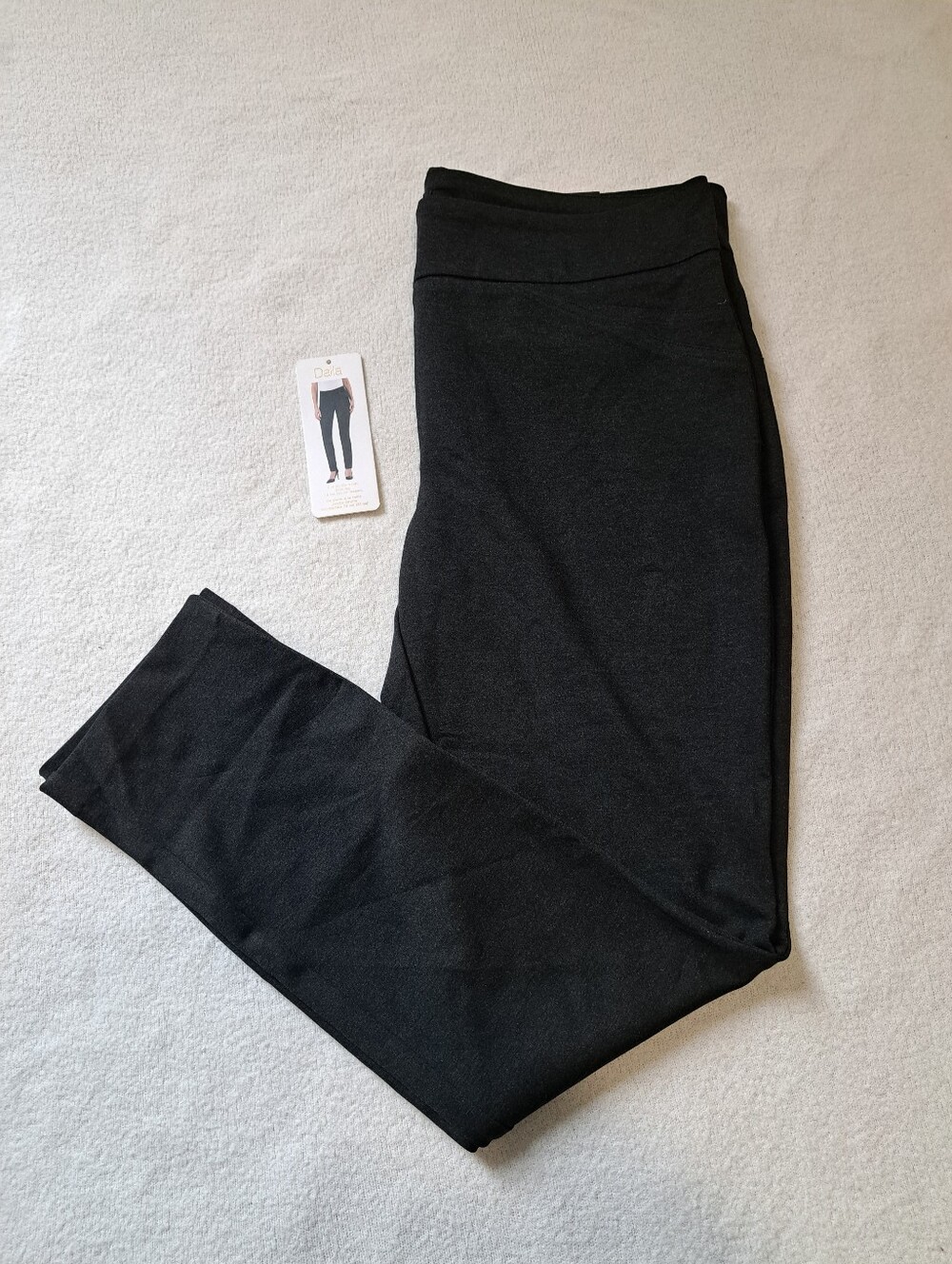 Dalia Stretch Ponte Pants Charcoal Grey Women's Size 16 Pull On Pant Slim Leg